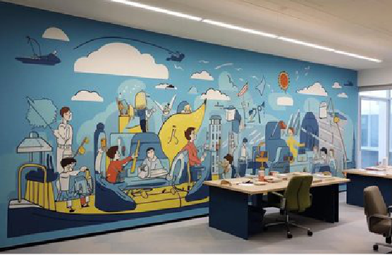 景洪办公室墙绘的特点。