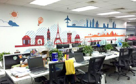 景洪教你设计办公室墙绘的方法。